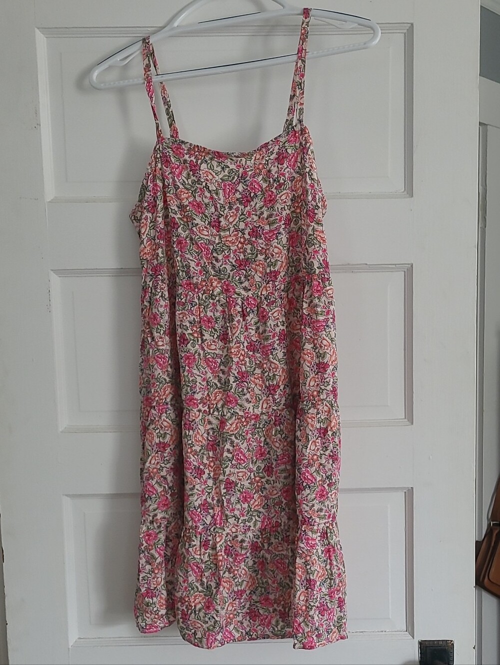 Old Navy Pink Floral Midi Sundress with Spaghetti Straps